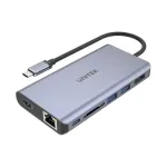 UNITEK D1056A Hub USB-C 2x USB 3.1 HDMI DP RJ45 SD skaitytuvas
