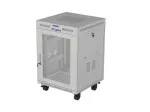 19" 15U 600 &times; 800 GREY FLOOR-STANDING RACK CABINET WITH PERFORATED DOOR AND LCD, LANBERG (FLAT PACK)