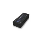 ICYBOX IB-AC618 IcyBox 7 x USB 3.0 prievadų koncentratorius su USB įkrovimo prievadu, juodas