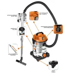 NEO TOOLS Industrial Vacuum Cleaner 1400W, 30 L Tank 04-738