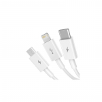 Greitas įkrovimas i&scaron; USB į M+L+C Baseus Superior Data 3.5A 1m (baltas)