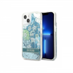 Guess GUHCP13MLFLSN iPhone 13 6.1" žalias/žalias kietas dėklas Gėlių Skysčio Blizgesys