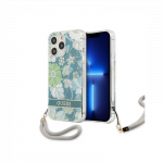 Guess GUHCP13LHFLSN iPhone 13 Pro / 13 6.1" žalias / žalias kietas dėklas su gėlių juostele
