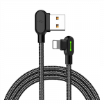 Mcdodo CA-4674 LED kampinis USB žaibo kabelis, 0.5 m (juodas)