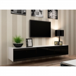 TV spintelė Cama Meble Vigo 180, balta/juoda