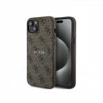 GUESS dėklas IPHONE 15, suderinamas su MagSafe GUHMP15SG4GFRW (4G Ring klasikinis logotipas) rudas