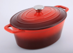 Ovalus emaliuotas ketaus puodas Zyle ZY028KI, talpa 4 l, raudonas