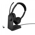 Jabra Evolve2 55 UC Stereo Link380a Belaidės ausinės Bluetooth USB-A, Charging Stand, Juoda