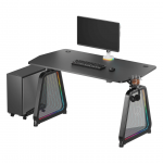 Žaidimu stalas Ultradesk Booster Gaming Desk, Glass LED RGB, Juodas