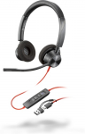 POLY Blackwire 3320 Stereo MS Teams Laidinės ausinės, USB-C/A Adapter, Juoda