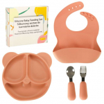 Silikoninis indų rinkinys vaikams Me&scaron;kiukas (oranžinė 4in1)