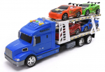 Sunkvežimis tralas su 4 automobiliais (mėlynas)