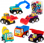 Mini statybinės technikos žaislinių automobilių rinkinys vaikams (6 vnt.)
