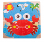 Medinė dėlionė - 15x15 cm, 16 det. Krabas