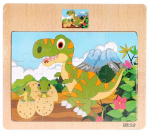 Medinė dėlionė 14x10cm 12 det. - Dino 3