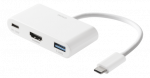 Jungčių stotelė DELTACO USB-C to HDMI and USB-A, USB-C portas energijos perdavimui 3.0, 3840x2160 30 Hz, balta / USBC-HDMI23|USBC-HDMI23