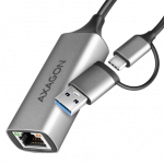 AXAGON ADE-TXCA Compact aluminum USB 3.2 Gen 1 Gigabit Ethernet 10/100/1000Mbit adapter with automatic installation, Nintendo Switch support and USB C-A reduction|ADE-TXCA