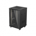 Lanberg Rack cabinet 19" free-standing 18U/600x600 (flat pack) with glass door | IP20 | Black, RAL 9004|FF01-6618-12B