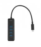 USB-C hub DELTACO, 5 Gbps, 4x USB-A, slim, black / USBC-HUB202 / 1902427|USBC-HUB202