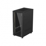 Lanberg Rack cabinet 19" free-standing 27U/600x1000 (flat pack) with glass door | FF01-6027-12B | IP20 | Black, RAL 9004|FF01-6027-12B