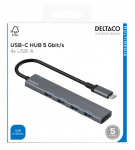 USB-C &scaron;akotuvas DELTACO, 5 Gbps, 4x USB-A lizdas, aliuminis, pilkas / USBC-HUB206 / 1903173|USBC-HUB206