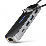 AXAGON USB-C 5Gbps GLASS 6in1 Hub | HMC-6GLN|HMC-6GLN