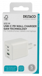 USB GaN sieninis įkroviklis DELTACO, 100 W, 1x USB-A, 2x USB-C, PPS, bendra i&scaron;vestis 100 W, baltas / USBC-GAN06 / 1903219|USBC-GAN06