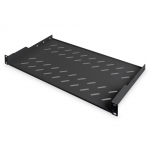 Digitus | Fixed Shelf for Racks | DN-19 TRAY-1-SW | Black | The shelves for fixed mounting can be installed easy on the two front 483 mm (19&ldquo;) profile rails of your 483 mm (19&ldquo;) network- or server cabinet. Due to their stable, perforated steel sheet  ...