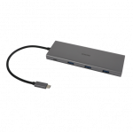 12-in-1 USB-C jungčių stotelė DELTACO, Triple display, 4K UHD 60 Hz, PD 85 W, silver / USBC-HDMI27 / 1902422|USBC-HDMI27