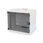 Digitus | 7U wall mounting cabinet | DN-19 07U-S-1 | Safety class rating IP20. Lockable safety-glass door. 200&deg; door opening angle. Front door: Glass door, single opening. Unmounted 370x540x400 mm | Grey|DN-19 07U-S-1