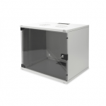 Digitus | 9U wall mounting cabinet | DN-19 09-U-S-1 | Safety class rating IP20. Lockable safety-glass door. 200&deg; door opening angle. Front door: Glass door, single opening. Unmounted 460x540x400 mm. SOHO | Grey|DN-19 09-U-S-1