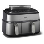 Philips Dual Basket Airfryer | NA555/00 5000 series | Power 2750 W | Capacity 9 L | RapidAir Plus | Silver|NA555/00