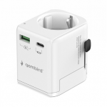 Gembird Grounded universal travel power adapter, 20 W | TPA-EU1A1C20-01-W|TPA-EU1A1C20-01-W