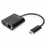 Digitus | USB-Type-C Gigabit Ethernet Adapter + PD with power delivery function | DN-3027 | Black | USB-C port to a Gigabit network connection|DN-3027