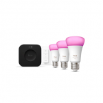 Philips Hue Starter set: 3 smart E27 bulbs, dimmer switch, Hue Bridge Pro | E27 | White and colored light|8720169374508