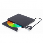 Gembird External USB DVD Drive | DVD-USB-031 | Interface USB Type-C (m), USB 3.1 Gen. 1 | DVD&plusmn;R/RW / CD&plusmn;R/RW | CD read speed 24 x | CD write speed 24 x | Black|DVD-USB-031