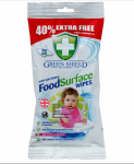 GREEN SHIELD servetėlės su maistu besiliečiančių pavir&scaron;ių valymui 70 vnt.