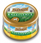 Auk&scaron;tos kokybės &scaron;lapias ėdalas katėms PRINCESS Excellence vi&scaron;tiena/tunas/ryžiai padaže, 70g