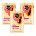 Lak&scaron;tinė veido kaukė ORGANIC SHOP su vitaminu C, Gvajava ir Papajos ekstraktais, 3 x 1 vnt