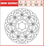 Stabdžių diskas MSW258RAC Priekis plaukiojantis TRW 310/62/5mm/78mm
