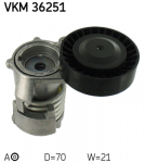 įtempiklio skriemulys, V formos rumbuotas diržas SKF VKM 36251