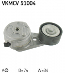 įtempiklio skriemulys, V formos rumbuotas diržas SKF VKMCV 51004