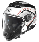 &Scaron;almas su pasmakre NOLAN N44 EVO COMO N-COM 34 METAL WHITE spalva balta