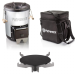 Ne&scaron;iojamos viryklės-krosnelės Petromax Rocket Stove rinkinys su krep&scaron;iu ir plok&scaron;tuma