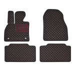 Odiniai kilimėliai QuiltyMats AUDI A8 (D4) 2010-2017 (Juodos spalvos - Raudonais dygsniais)