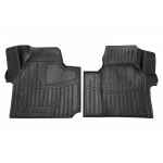 Guminiai 3D kilimėliai VOLKSWAGEN Transporter (T7) (1+2 vietų) 2022&rarr; (Priekiniai, Juodos spalvos)