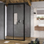 Du&scaron;o kabina Blix Slim BLSDP2 100 x 90 cm juoda, skaidrus stiklas