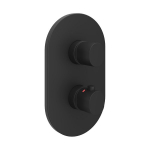 Termostatinis potinkinis du&scaron;o / vonios mai&scaron;ytuvas RAVAK Chrome II CR 067.20 trijų i&scaron;vadų juodas matinis