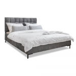 Dvigulė lova pilkos spalvos audiniu dengta su lovos grotelėmis 180x200 cm Eve &ndash; Miuform