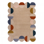 Rankų darbo smėlio spalvos i&scaron; vilnos kilimas 200x290 cm Mia Scallop Frame &ndash; Flair Rugs